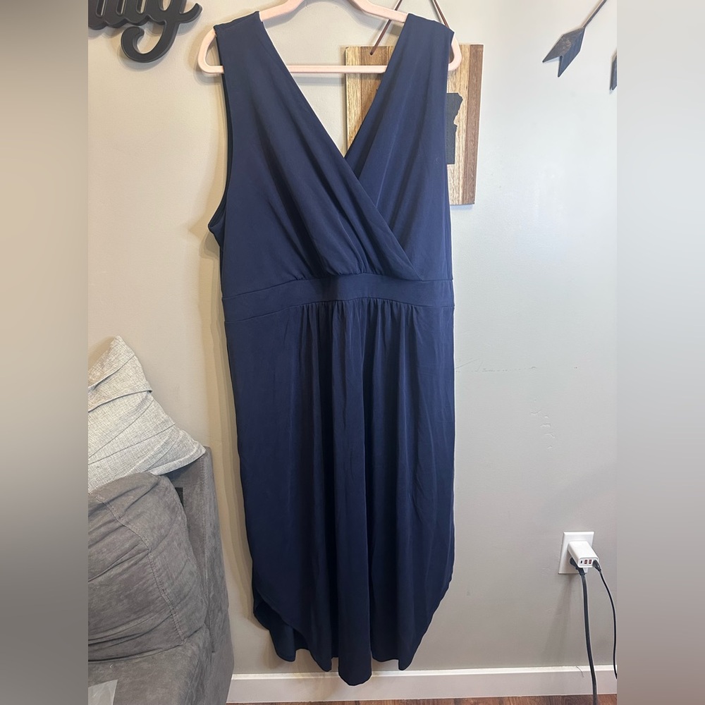 Black Tape Navy Sleeveless High Low Dress
